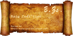 Baig Zsüliet névjegykártya